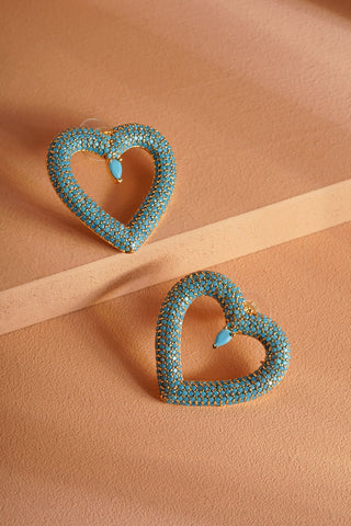 Damla Taşlı Kalp Küpe Mor