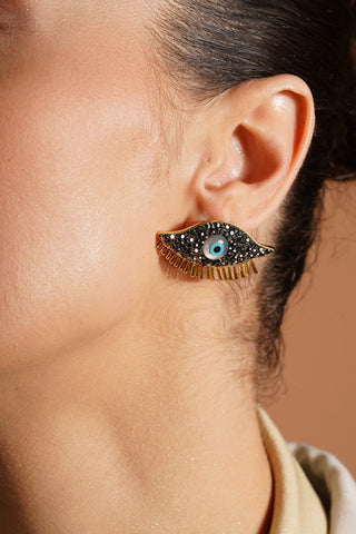 Hematit Taşlı Göz Küpe