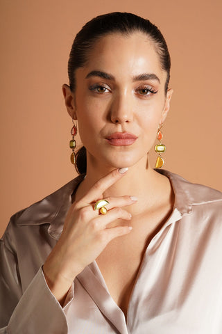 Kedi Gözü Küpe Yüzük Set