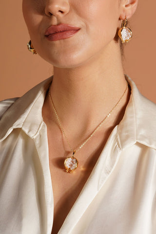 İncili Nar Küpe Kırmızı