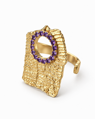 Void Zircon Detailed Adjustable Ring