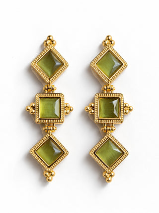 Lumen Zircon Stone Earrings Green