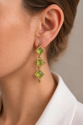 Lumen Zircon Stone Earrings Green