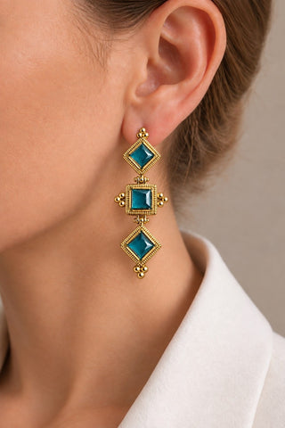 Lumen Zircon Stone Earrings Blue