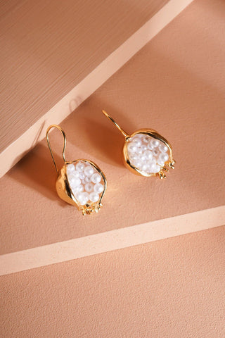 İncili Nar Küpe Kırmızı