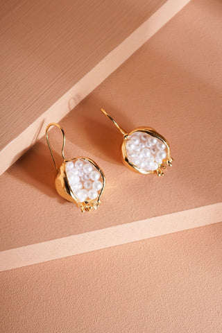 İncili Nar Küpe Kırmızı