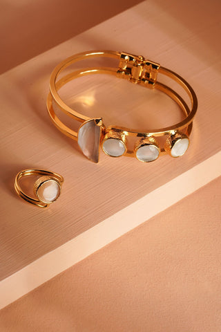 Kedi Gözü Kelepçe Yüzük Set