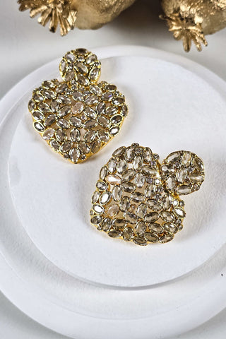 Beyaz Zirkon Taşlı Kalp Küpe