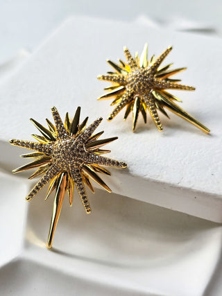 İncili Kuzey Yıldızı Kolye Küpe Set Gold