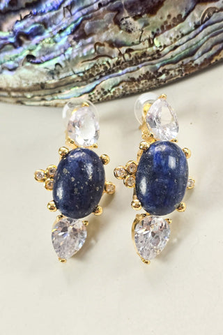 Royal Charm Küpe Beyaz-Lacivert