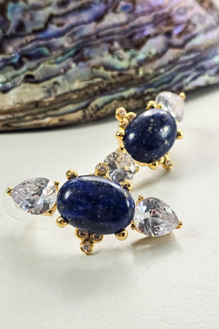 Royal Charm Küpe Beyaz-Lacivert