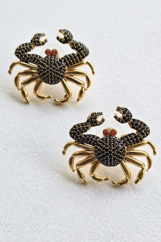 Zirkon Taşlı Siyah Yengeç Küpe