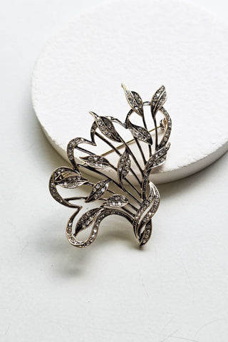 El Yapımı Çiçek Buketi Bronz Broş