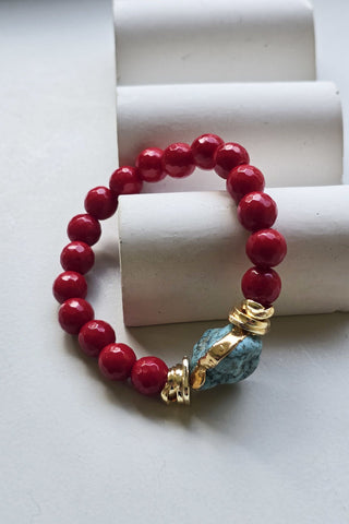 Turkuaz & Mercan Taşlı Bileklik