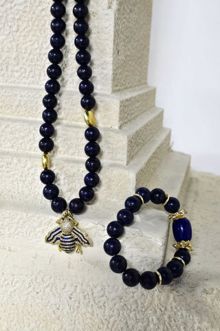 Lacivert Enerji Lapis Kolye Bileklik Set (6.ve7.Çakra / Üçüncü Göz ve Tepe Çakrası )