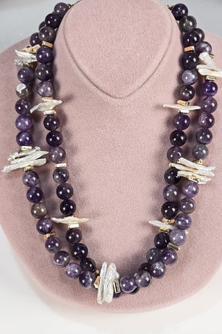 Luna Sedefli Ametist Kolye (6.ve7.Çakra / Üçüncü Göz ve Tepe Çakrası )