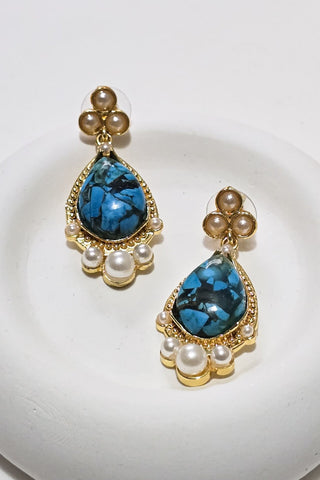 İncili Mozaik Turkuaz Küpe