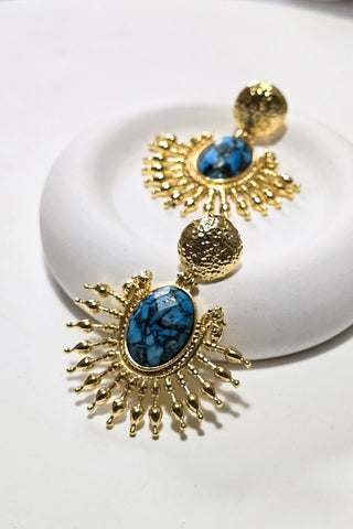 Mozaik Turkuaz Güneş Küpe