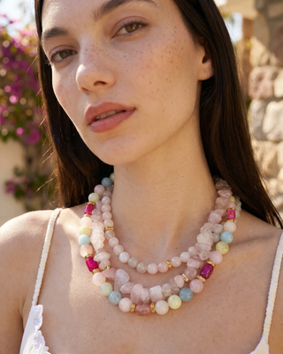 Pink Edge Pembe Kuvars & Akik Kolye