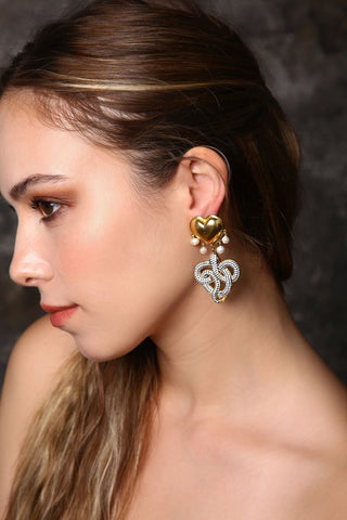 Yılan ve Kalp Küpe Gold