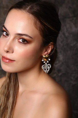 Yılan ve Kalp Küpe Gold