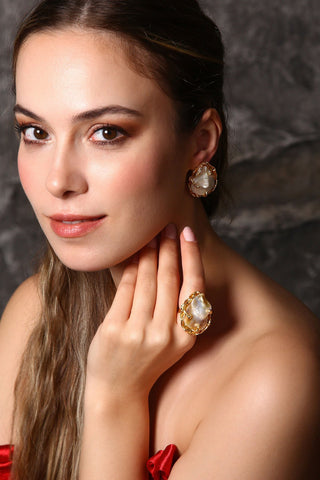 Aurelia İnci Küpe Yüzük Set