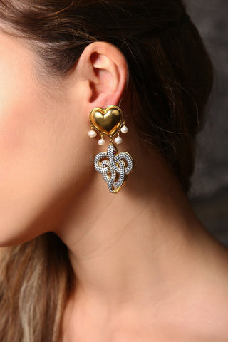 Yılan ve Kalp Küpe Siyah