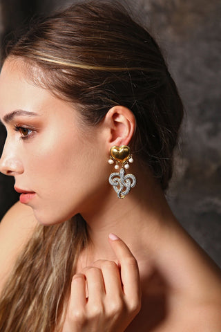 Yılan ve Kalp Küpe Siyah