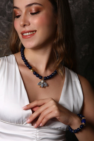 Lacivert Enerji Lapis Kolye Bileklik Set (6.ve7.Çakra / Üçüncü Göz ve Tepe Çakrası )