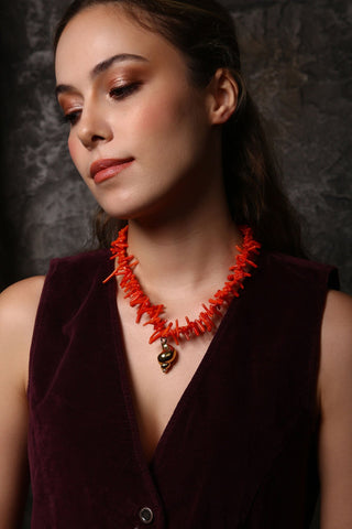 Deniz Ateşi Mercan Kolye