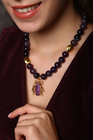 Mystic Beetle Ametist Kolye (6.ve7.Çakra / Üçüncü Göz ve Tepe Çakrası )