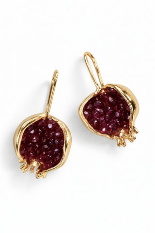 Pearl Pomegranate Necklace Earring Set Red