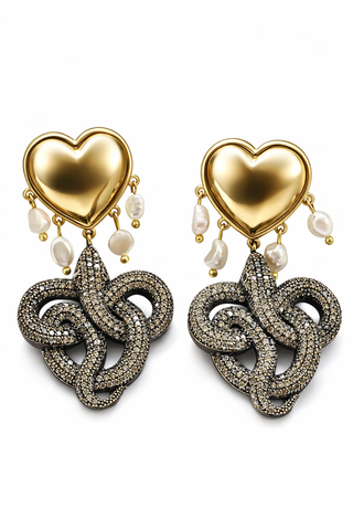 Yılan ve Kalp Küpe Siyah