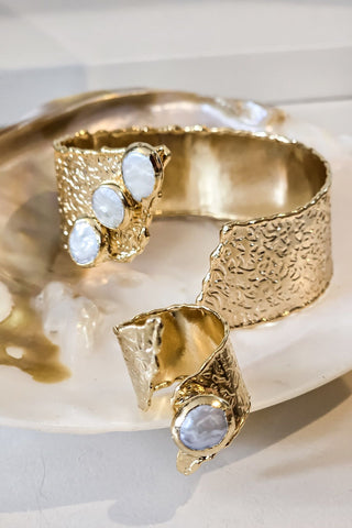 Üç Sıra İncili Bileklik Yüzük Set